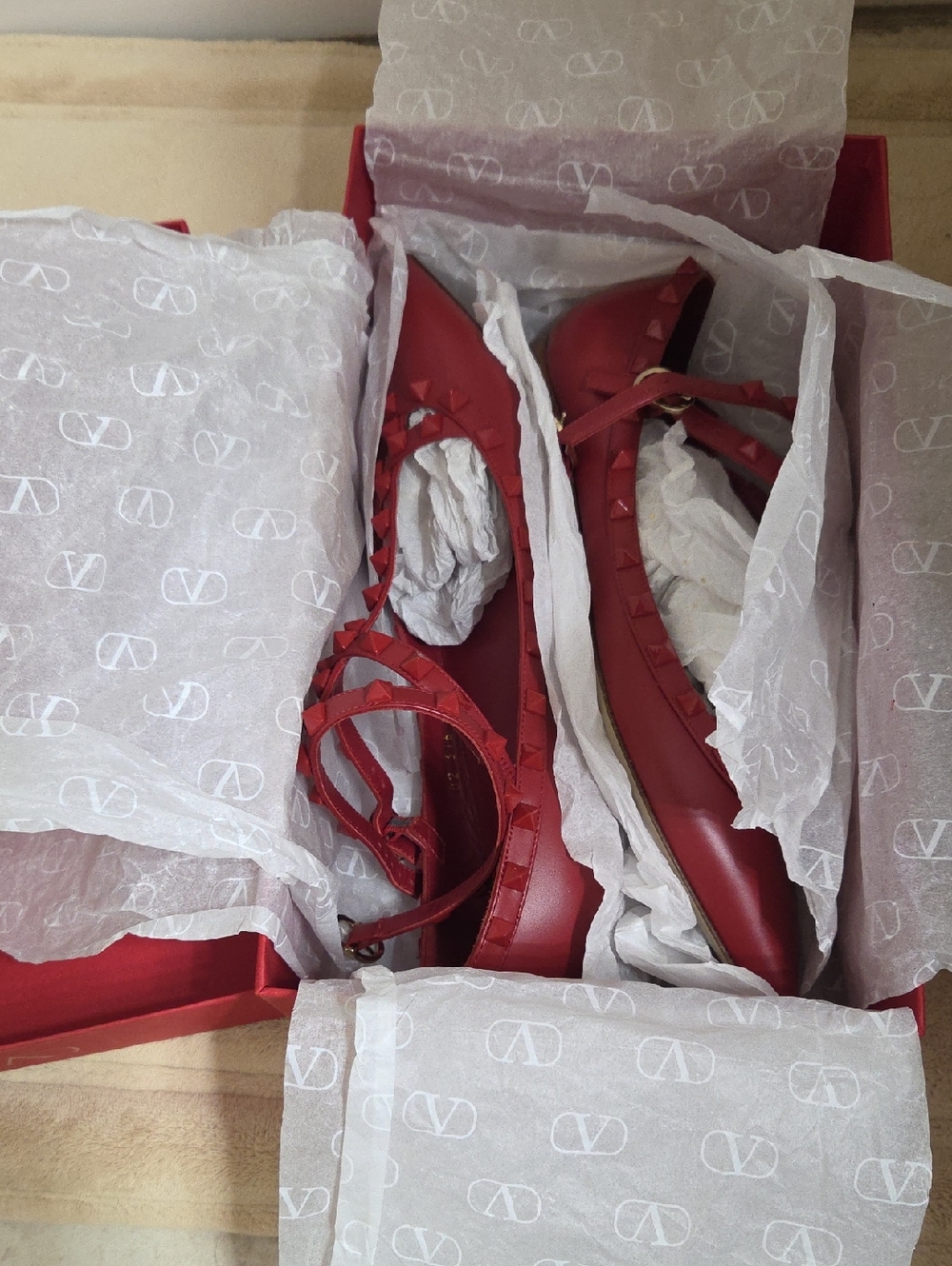 Valentino Red Rocktud Flats - Picture 6 of 10